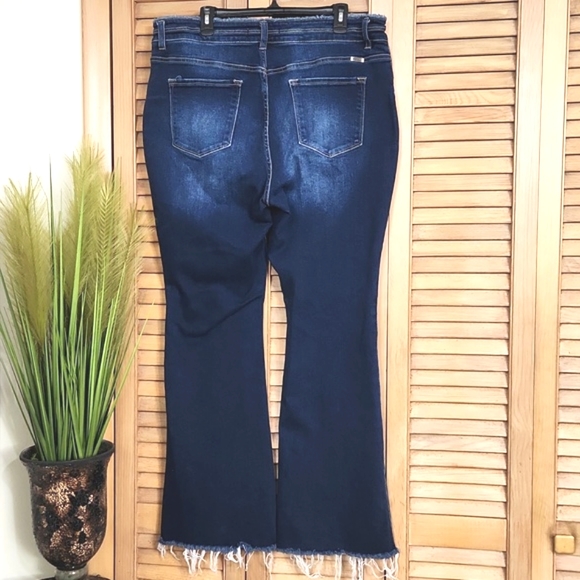 Kancan Gill High Rise Split Flare Frayed Hem Jeans - Picture 5 of 16